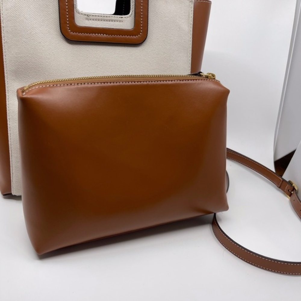 Staud Shirley Canvas Leather Tote Crossbody Bag - Picture 13 of 15